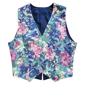 Handmade vest floral denim VINTAGE button front